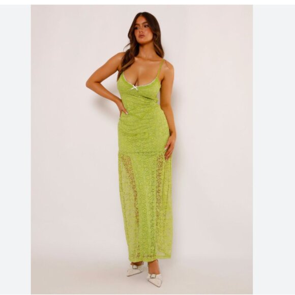 Tiger Mist Finnick Dress Women's Size Large Green Lace Maxi NWT - Picture 1 of 5